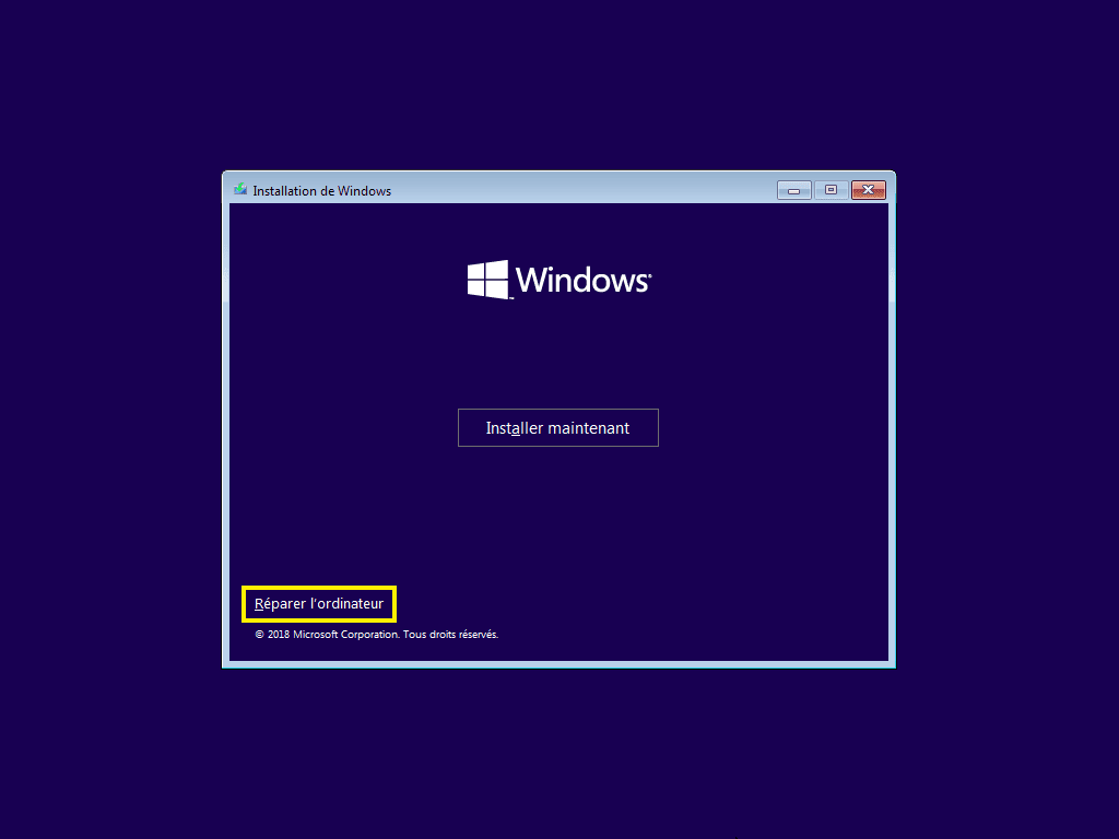 Windows 10-Reparatur- oder Neuinstallationsmenü