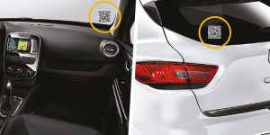 exemple de code barre RescueCode a coller sur une voiture de la marque Renault