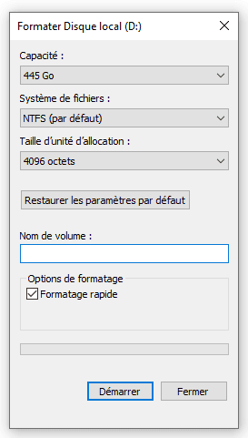 recycler un ordinateur, formatage Windows