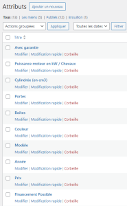 attribues pour article sur site internet
