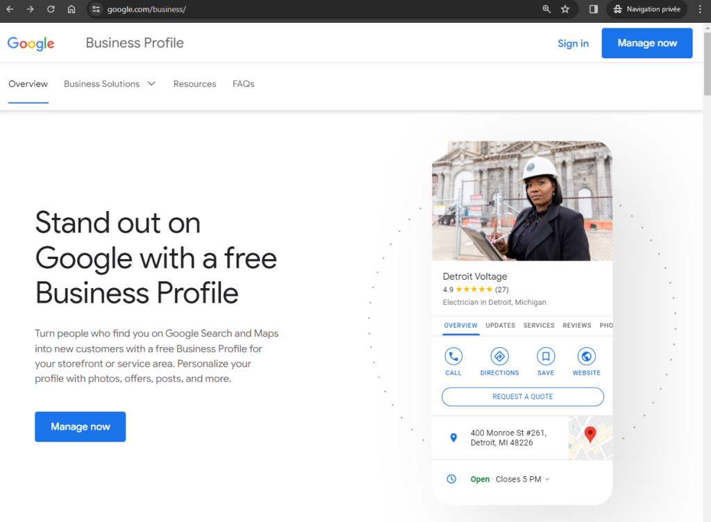 Première page, Google My Business