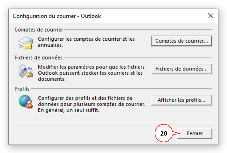 Configuration du courrier - Outlook 